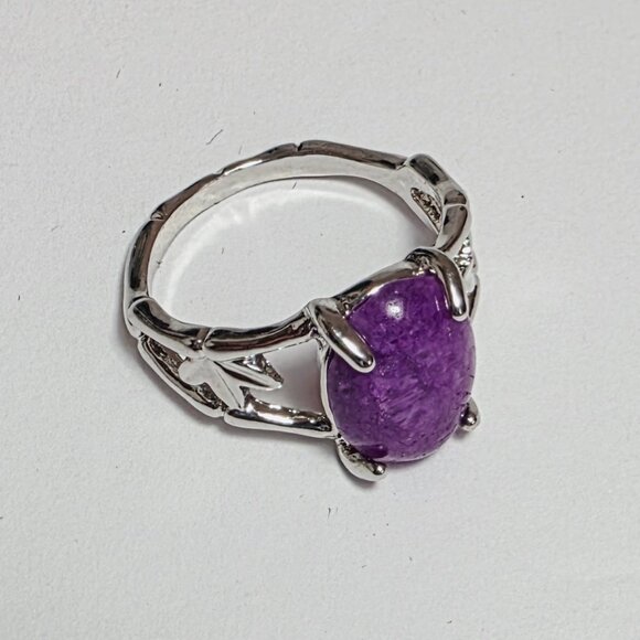 Purple Stone Statement Ring Silver Tone | EU 19 (US 9) - Picture 5 of 6